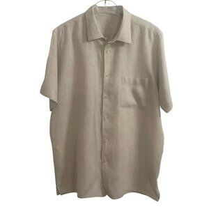 Tasso Elba Beige 100% Linen Button-Down Shirt SIZE-XL